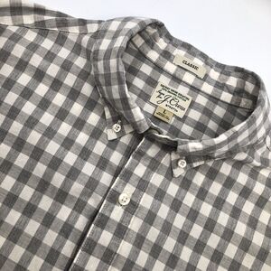 J.Crew Stretch Secret Wash Button Down Long Sleeve Shirt Gray Check Men's Large